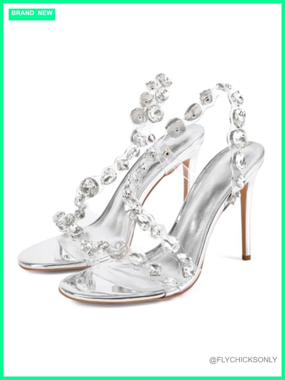 Clear Rhinestone High Heel Sandals Open Toe Stiletto Heels Transparent Crystal